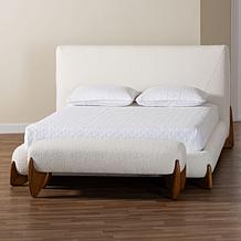 Baxton Studio Vinicio Mid-Century Modern King Set with Bed and Bench