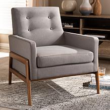 Baxton Studio Walnut Wood Lounge Chair