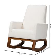 Baxton Studio Yashiya Mid-Century Modern Boucle and Wood Rocking Chair