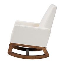 Baxton Studio Yashiya Mid-Century Modern Boucle and Wood Rocking Chair