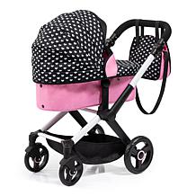 Bayer Convertible Xeo Doll Pram with Matching Handbag - Black & Pink