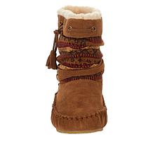 BEARPAW® Cyan Suede and Knit Sheepskin Boot with NeverWet™