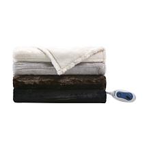 Beautyrest 50" x 70"Duke Faux Fur Heated Throw - Grey