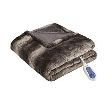 Beautyrest Zuri Oversized Faux Fur Heated Throw  Chocolate 50x70"