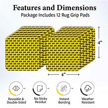 Bell & Howell Reusable 4" x 4" Alien Carpet Grips - Set of 24