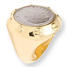 Bellezza 100 Lira Coin Bronze Bold Screw Border Ring