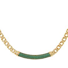 Bellezza 18" Bronze Green CZ Pavé Station Link Necklace