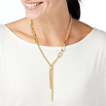 Bellezza 20" Bronze CZ-Accented Spiga Chain Y-Necklace  