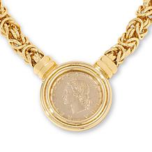 Bellezza 20 Lira Coin Bronze Byzantine Chain Drop Necklace