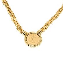 Bellezza 20 Lira Coin Bronze Byzantine Chain Necklace