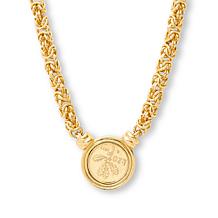 Bellezza 20-Lira Coin Pendant with Byzantine Chain Necklace