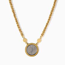 Bellezza 50 Lira Coin 18" Black Onyx Necklace