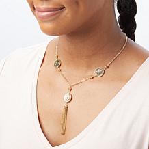 Bellezza 50 Lira Mini Coin Bronze Y-Drop Tassel Necklace 