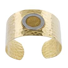 Bellezza 500 Lira Coin Bronze Bold Hammered Cuff
