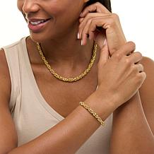 Bellezza Bronze Byzantine Chain Necklace and Bracelet 2-piece Set