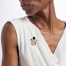 Bellezza Bronze Goldtone 100 Lira Coin & Gemstone Brooch