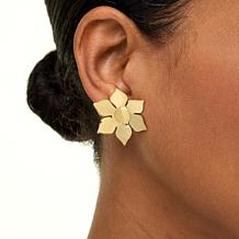 Bellezza Bronze Hammered Flower Stud Earrings