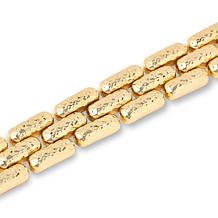 Bellezza Bronze Hammered Stampato Panther-Link Chain Bracelet