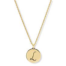 Bellezza Bronze Initial Disc Pendant with 18" Chain