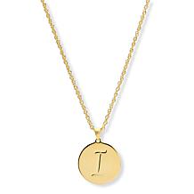 Bellezza Bronze Initial Disc Pendant with 18" Chain