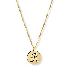 Bellezza Bronze Initial Disc Pendant with 18" Chain