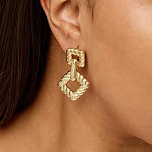 Bellezza Bronze Linked Square Dangle Earrings