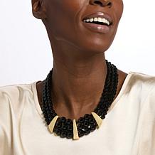 Bellezza Bronze Onyx Three-Row Beaded Necklace