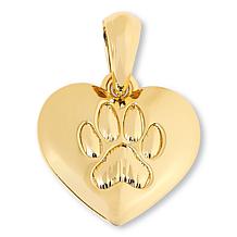 Bellezza Bronze Polished Paw Print Heart Pendant