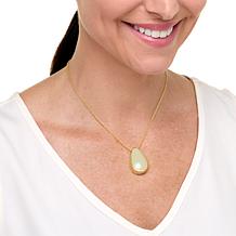 Bellezza Bronze Puffy Teardrop Pendant with Adjustable 19" Chain