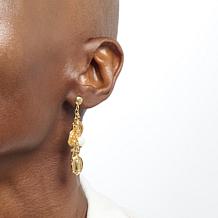 Bellezza Bronze Religious Charm Motif & Stone Dangle Earrings