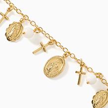 Bellezza Bronze Religious Charm Motif & Stone Necklace