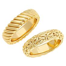 Bellezza Bronze Rope and Byzantine Stack Ring 2-piece Set