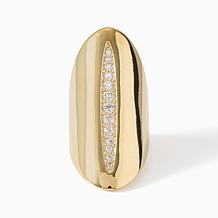 Bellezza Bronze Sculpted Shield Ring with White Topaz