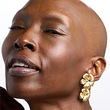 Bellezza Bronze Textured Double Flower Drop Earrings