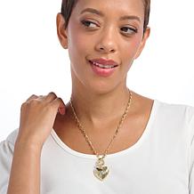 Bellezza Bronze White Topaz Heart Toggle Necklace