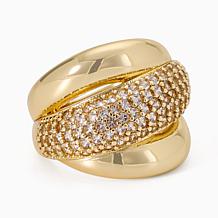 Bellezza Bronze White Topaz Twist Wrap Ring 