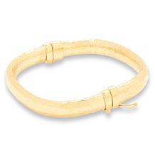 Bellezza Goldtone Hammered Square Hinged Bangle