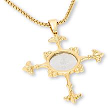 Bellezza Lamb of God 2-Lire Coin Bronze Cross Pendant Necklace