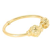 Bellezza Polished Lion Head Hinged Cuff Bangle Bracelet