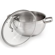 Belly Shape 18/10 SS 9.5" Stock Pot with Glass Lid, 5.5qt.