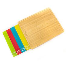 BergHOFF Bamboo Cutting Board with 4 Color-Coded Cutting Mats
