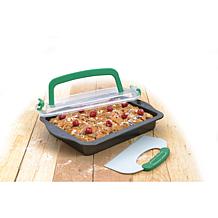 BergHOFF Perfect Slice 3-piece 13"x9" Covered Cake Pan with Tool, Grey