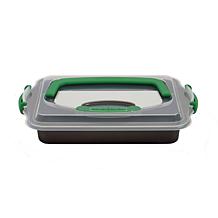 BergHOFF Perfect Slice 3-piece 13"x9" Covered Cake Pan with Tool, Grey