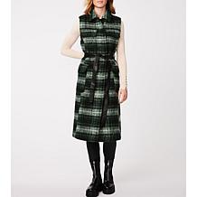 Bernardo Long Plaid Wool Vest
