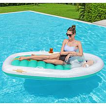 Bestway H2OGO! 7'1" x 46" Vacation Yacht Pool Lounge, White and Green
