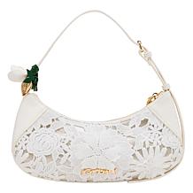 Betsey Johnson Lacey Crochet White Shoulder Bag