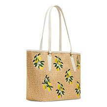 Betsey Johnson Main Squeeze Lemon Woven Straw Tote Bag