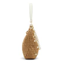 Betsey Johnson Raffia Faux Pearl Hobo Bag