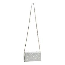 Betsey Johnson Silver Pearl Flap Sparkler Clutch