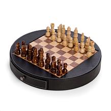 Bey-Berk Leather Trim Wood Surface Chess Set